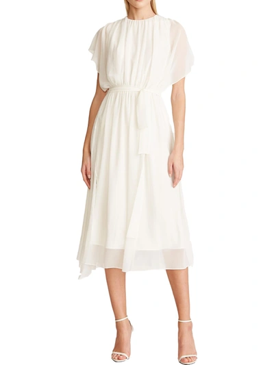 green emerald velvet dress Halston Beverly Satin Fit & Flare Dress