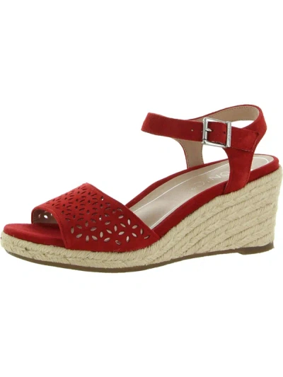 Vionic Ariel Womens Suede Perforated Wedges In Red