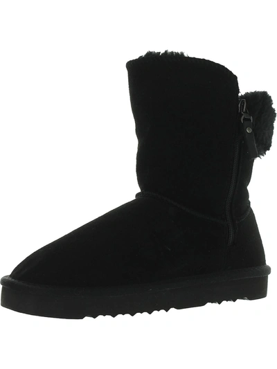 Style & Co Womens Suede Cold Weather Shearling Boots In Black