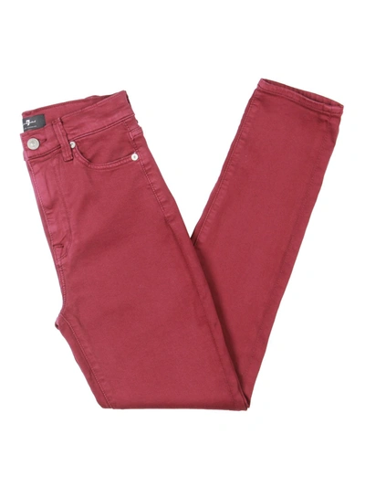 7 For All Mankind Womens Denim Supper Skinny Ankle Jeans In Red