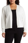 By Design Panther Pearly Beaded Open Front Cardigan In White