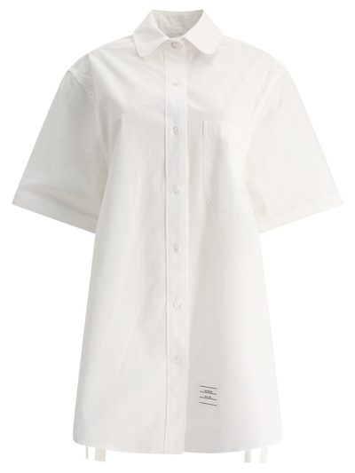 Thom Browne Logo Patch Shirt Dress In 100