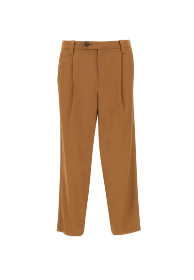 Apc A.p.c. Renee Pleated Straight Leg Trousers In Brown