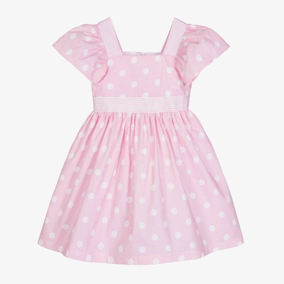 Balloon Chic Babies' Girls Pink & White Cotton Dots Dress