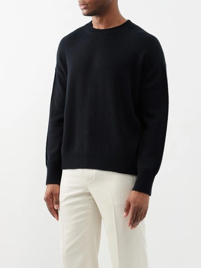 Allude Cotton And Cashmere-blend Sweater In Black