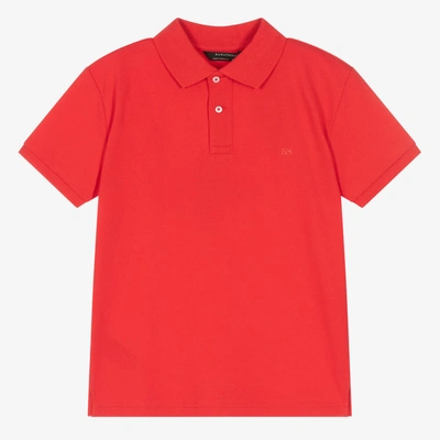 Mayoral Kids' Boys Red Cotton Polo Shirt