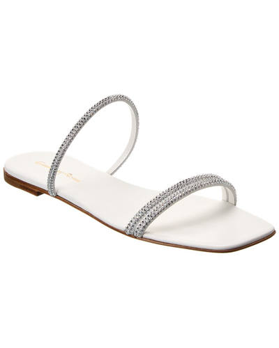 Gianvito Rossi Cannes Crystal-embellished Suede Slides In White