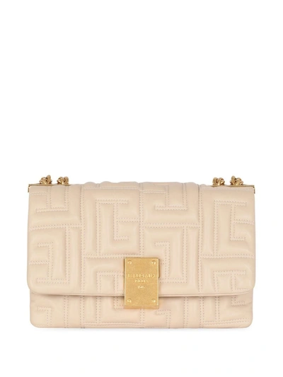 Balmain 1945 Soft Shoulder Bag In Beige