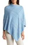 La Fiorentina Crystal Embellished Plaid Poncho In Light Blue