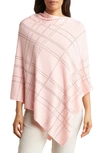 La Fiorentina Crystal Embellished Plaid Poncho In Pink