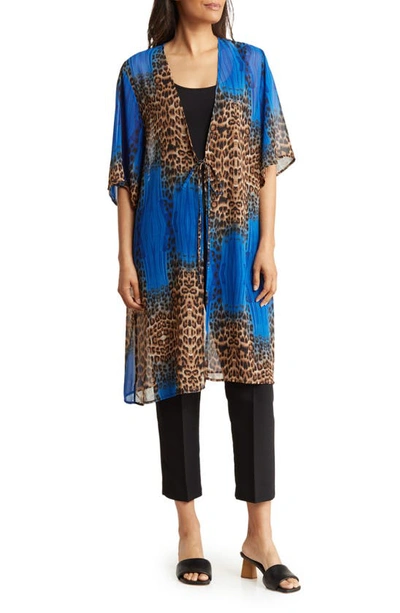 La Fiorentina Mixed Animal Print Cover-up Topper In Blue