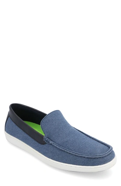 Vance Co. Corey Moc Toe Twill Loafer In Blue