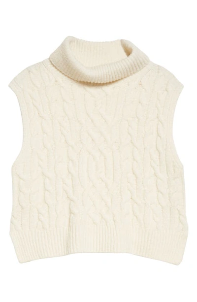 Vince Twisted Cable Turtleneck Sweater Tank In Off White
