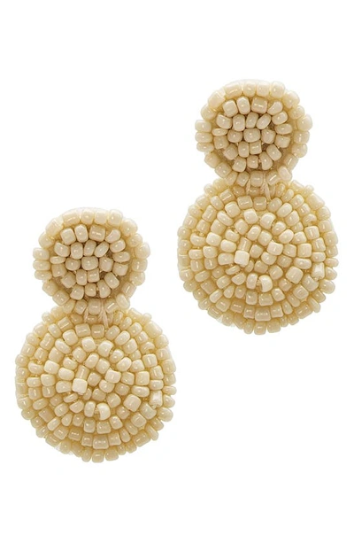 Adornia Ivory Drop Circle Beaded Earrings