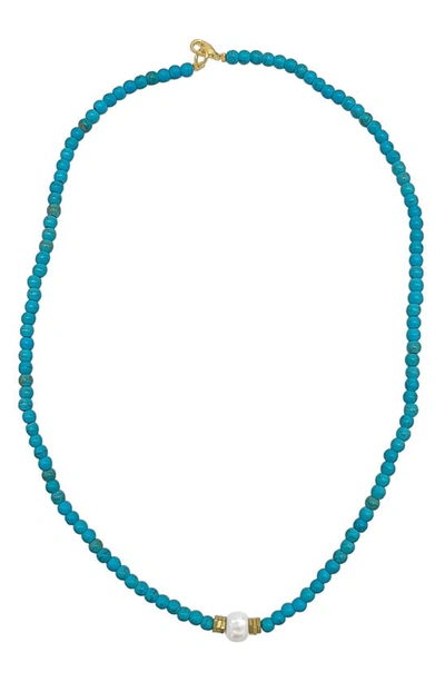 Adornia 14k Gold Plated Beaded Necklace In Turquoise