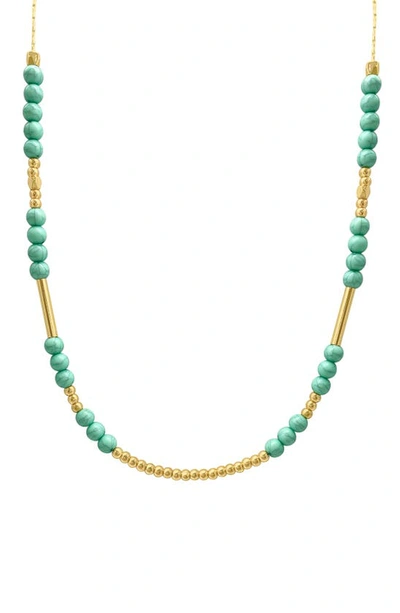 Adornia 14k Gold Plated Beaded Necklace In Green