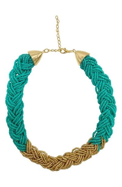 Adornia 14k Gold Plated Beaded Statement Necklace In Turquoise