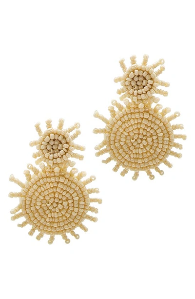 Adornia Fringe Ivory Drop Circle Beaded Earrings