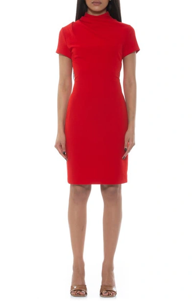 Alexia Admor Sadee Draped Mockneck Sheath Dress In Red