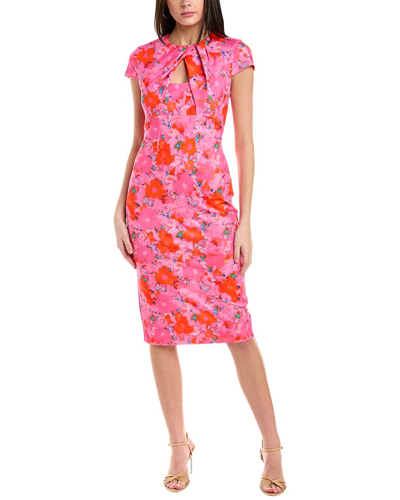 Alexia Admor Janine Crewneck Draped Midi Sheath Dress In Pink