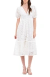 Blu Pepper Lace Short Sleeve Maxi Dress In White