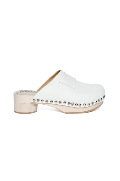 Mm6 Maison Margiela Kids' White Clogs Slippers With Embossed Logo