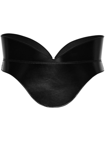 Alexander Mcqueen Glossed-leather Waist Belt In Nero