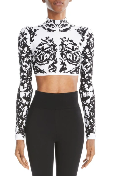Alaïa Cropped-top Calligraphy Aus Jacquard In Multicoloured