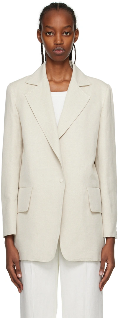 Max Mara Womens Sand Mosa Single-breasted Linen-cotton Blend Blazer In Cream