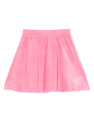 Juicy Couture Girls Summer Neon Pink Kids Brand-embellished Stretch-woven Skirt 7-16 Years