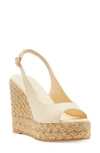 Stuart Weitzman Island Peep-toe Wedge Espadrilles In Washed/natural