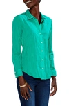 Nic + Zoe Button-down Crinkle Shirt In Bright Jade