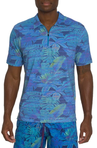 Robert Graham Paradise Garage Short Sleeve Stretch Cotton Polo In Teal