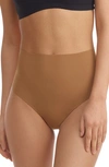 Commando Classic High-rise Microfiber Thong In Caramel