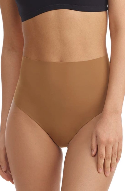 Commando Classic High-rise Microfiber Thong In Caramel