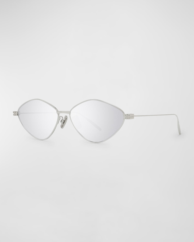 Givenchy Mirrored 4g Metal Oval Sunglasses In Shiny Palladium S