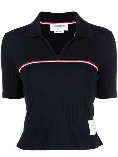 Thom Browne Rwb-stripe Short-sleeved Pólo Shirt In Multi-colored