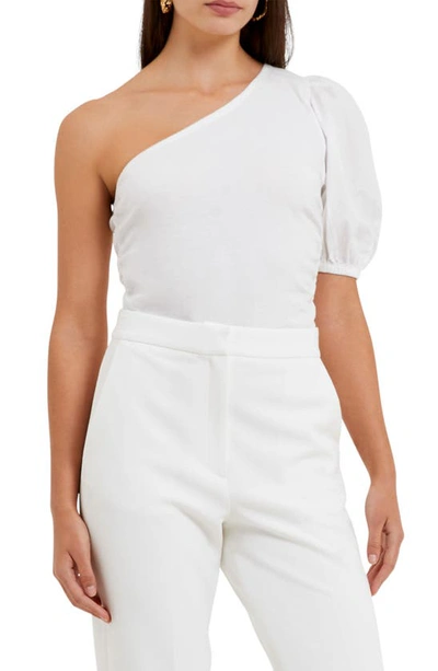 French Connection Rosanna Puff Sleeve One Shoulder Top In White
