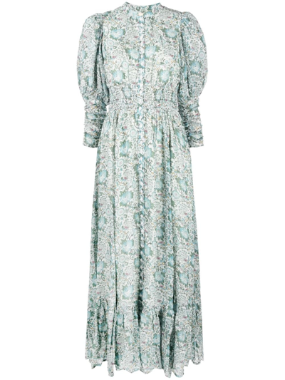 blue georgette flower maxi dress Layla Tulle Maxi Dress — Light Blue Floral main image 1