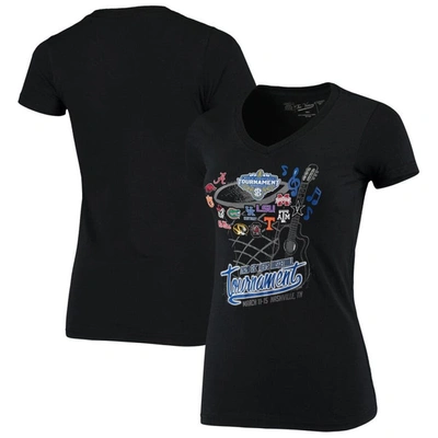 Retro Brand Basketball Tournament V-neck T-shirt In Black