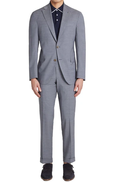 Jack Victor Dean Soft Constructed Plaid Stretch Wool Suit In Grey