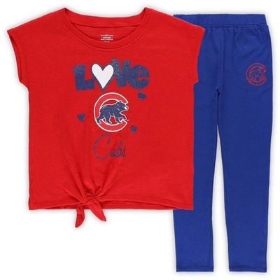 Outerstuff Kids' Girls Preschool Royal/red Chicago Cubs Forever Love Tri-blend T-shirt & Leggings Set