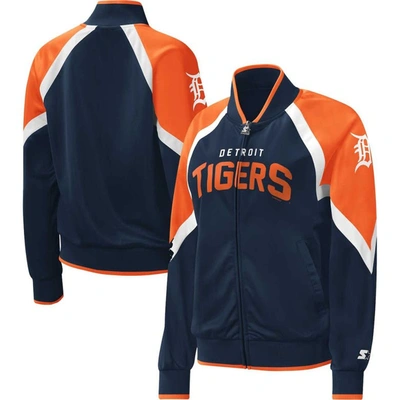 Starter Navy Detroit Tigers Touchdown Raglan Full-zip Track Jacket