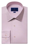 David Donahue Trim Fit Dress Shirt In White/ Pink