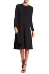 Go Couture Long Sleeve A-line Dress In Black Crep