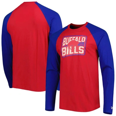 New Era Red Buffalo Bills Throwback Raglan Long Sleeve T-shirt