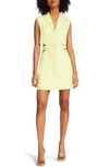 Steve Madden Evan Cutout Sleeveless Linen Blend Blazer Minidress In Sunny Lime