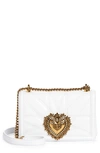 Dolce & Gabbana Devotion Logo Heart Lambskin Crossbody Bag In Optic White/gold