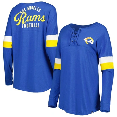 New Era Royal Los Angeles Rams Athletic Varsity Lace-up Long Sleeve T-shirt