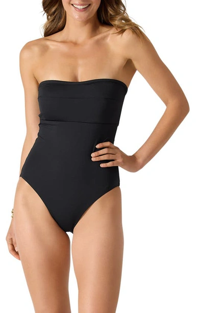 Tommy Bahama Palm Modern Strapless One-piece Swimsuit In Black
